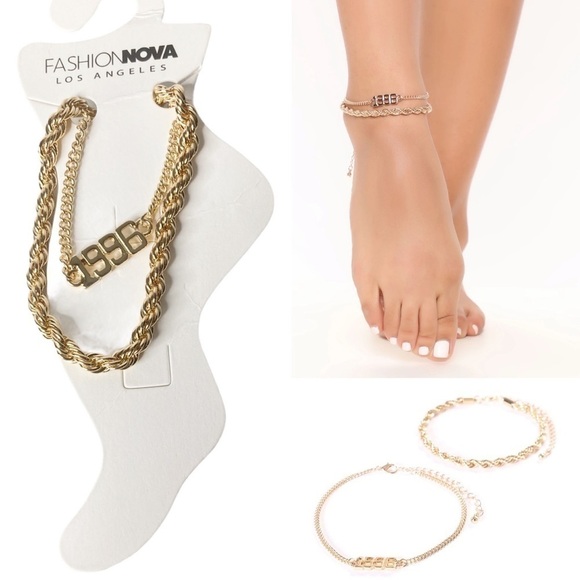 Fashion Nova My Year 1996 Gold Anklet - Picture 1 of 7